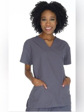 👩‍⚕️Divine Stretch V-Neck Gray Scrub Top Size XL NWOT👩🏽‍⚕️